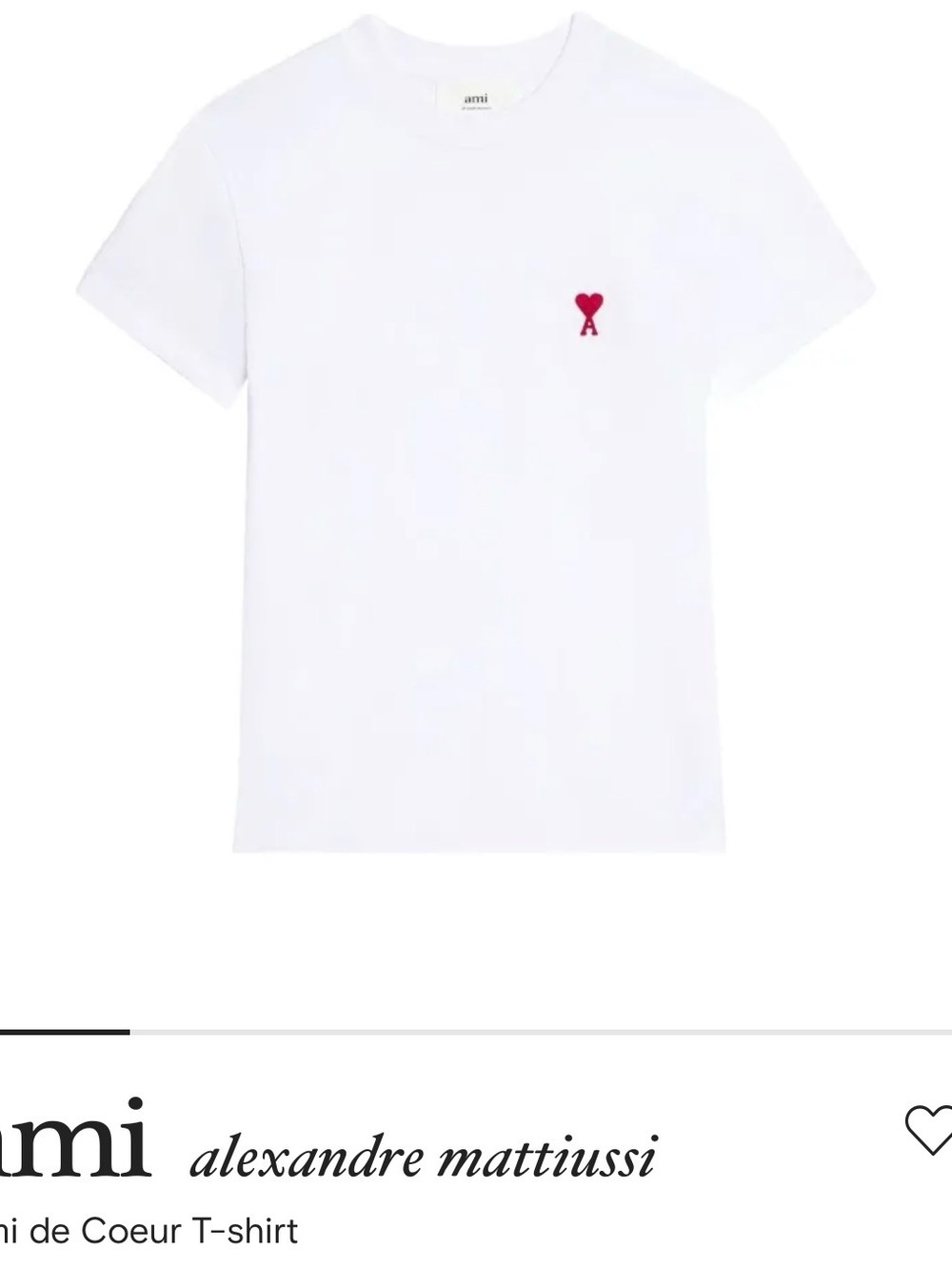 Ami White T-Shirt with Red Heart 'A' Logo - Picture 3 of 3